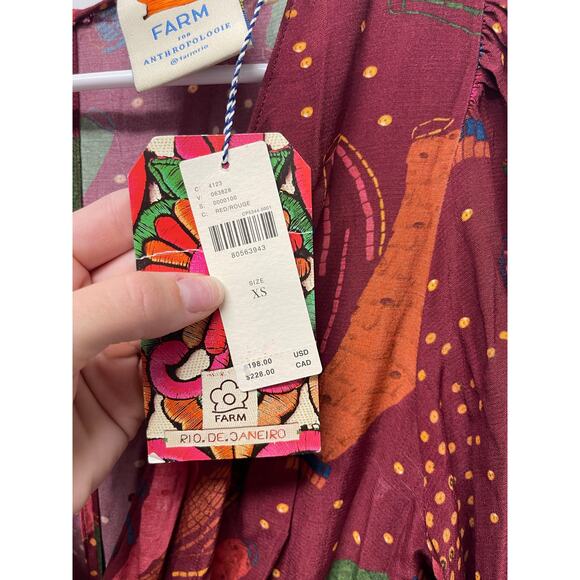 NWT Farm Rio Wrap Jumpsuit Red printed size XS Boho Tropical preppy - Picture 5 of 13
